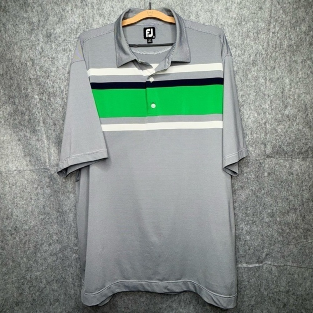 FootJoy Men's Polo Striped Golf Performance Shirt- Sz‎ 2XL